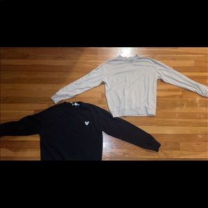 2 H&M Tan and Black Crewnecks